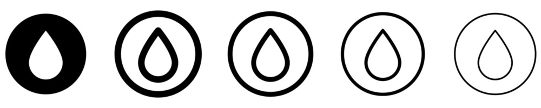 Water drop solid glyph icon in circle. Vector illustration.