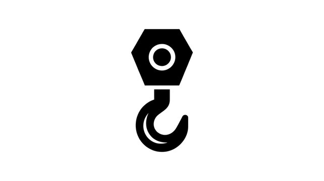 Black crane hook icon for industrial lifting and construction