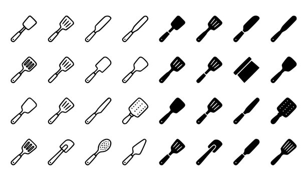 Professional Spatula Vector Icon Set for Cooking and Kitchen Logo Design