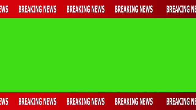 News lower third background overlay template with green screen, TV broadcast style animation for breaking news or live updates .Breaking news lower third 3rd chyron 3rd loop 4k video .