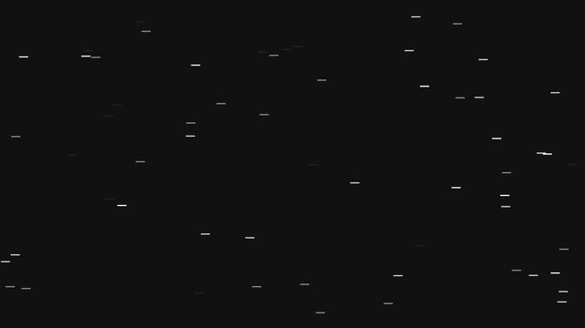 Digital glitch noise overlay with flickering animation 4k white lines on black background, static