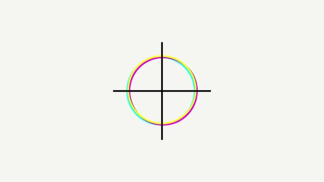 Minimalist animated crosshair target with vibrant color shift effect animation 4k scope
