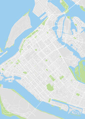 Obraz premium Color detailed plan city map Abu Dhabi is the capital city of the United Arab Emirates, UAE, street road map city, vector illustration