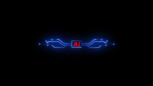 AI Circuit Integration and Data. Motion graphic of digital AI logo with futuristic technology . Chat with AI or artificial intelligence technology circuit board, Integration 