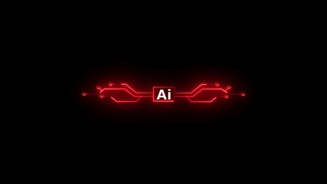 AI Circuit Integration and Data. Motion graphic of digital AI logo with futuristic technology . Chat with AI or artificial intelligence technology circuit board, Integration 