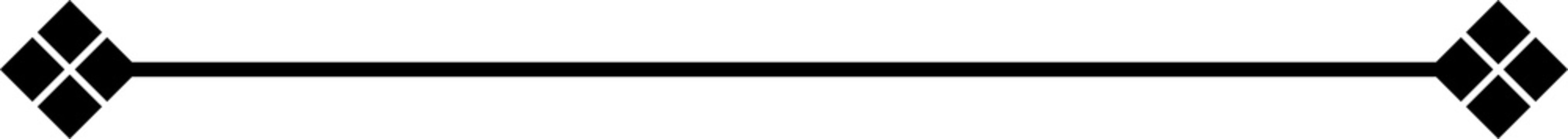 Decorative horizontal divider line with diamond shaped ends on a plain white background