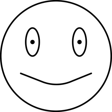 Minimalist black outline smiley face with simple oval eyes on white background