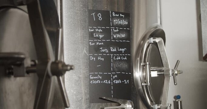 Brewery production tracking board showing brew schedules and tank assignments