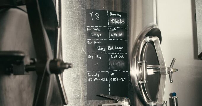 Brewery production tracking board showing brew schedules and tank assignments