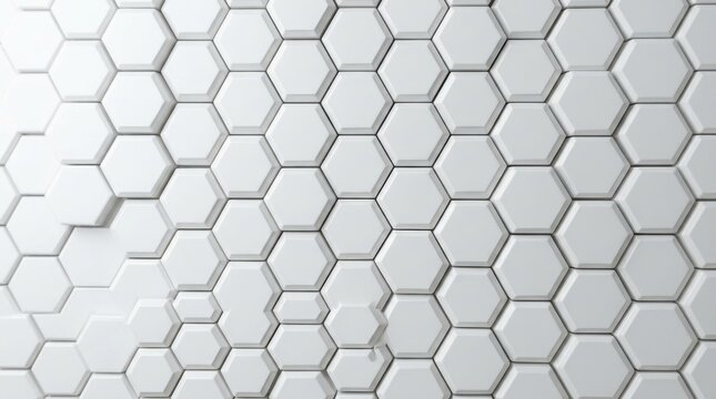 White hexagon pattern background texture honeycomb minimal geometric 3d. Clean modern surface seamless abstract tiles design light