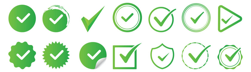 Minimal Check Mark Icon Set, Tick and Verification Symbols, Approval, Success, Accepted, Checklist, Validation, Vector Collection © Peerlesszone