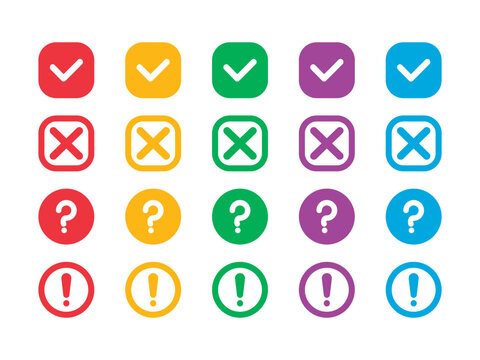 check mark cross exclamation question symbols status
