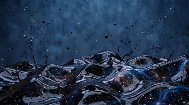 Salpicadura de Fluido C&oacute;smico Abstracto con Reflejo de Galaxia