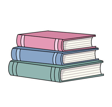 B&uuml;cherstapel mit drei pastellfarbenen B&uuml;chern als Illustration