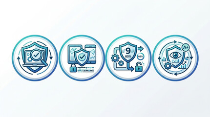 Digital Security Icons Representing Protection and Privacy. © Store