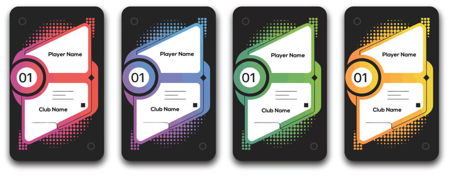 Trading card templates, modern sports player frame vector set featuring hockey, basketball and football photo borders, performance cards and promotional flyer layouts, vector designs