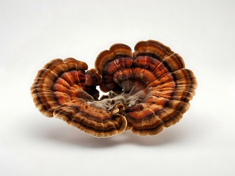 Beautifully detailed mushroom showcasing vibrant colors and unique textures on a white background