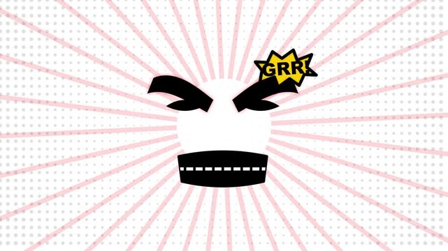 Angry Comic Face with GRR Bubble on Pop Art Background