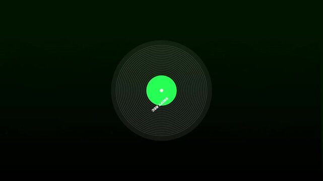Spinning Vinyl Record Animation with Green Label