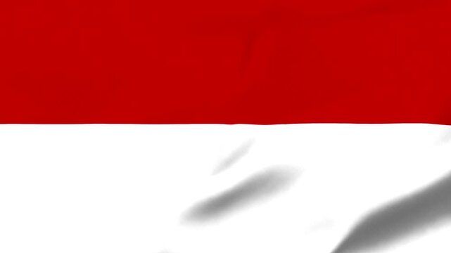 Indonesian flag waving footage Full 4K. Realistic Indonesian Flag background. Indonesia Flag Looping Closeup Full 4K footage