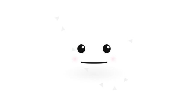 Cute Minimalist White Character Face with Smile and Black Eyes