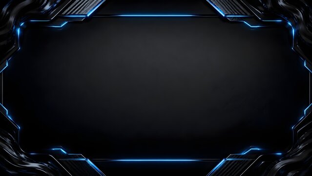 Black Friday Tech Frame Background with Cyan Laser Lines and Carbon Fiber Banner Layout