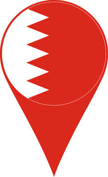Bahrain Flag Location Pin Map Marker Bahraini Destination GPS Vector Icon