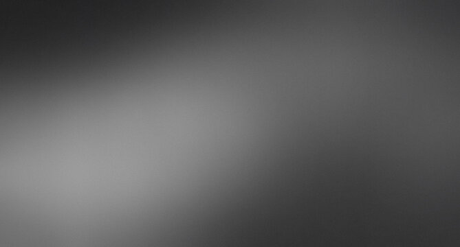 Abstract texture black white gradient background with diagonal bright light beam, soft blurred gray backdrop, film grain effect.