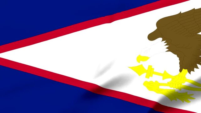 American Samoa flag with eagle emblem waving in the wind
