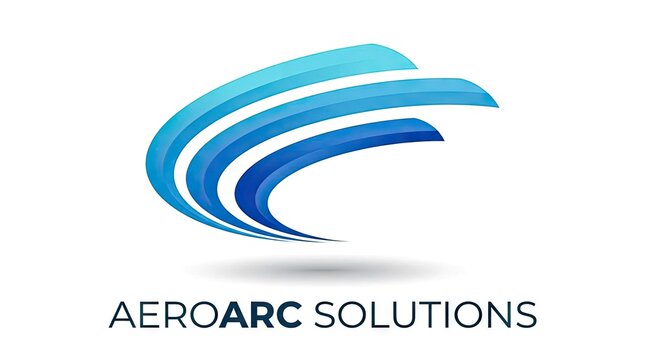 Blue abstract wave logo for Aeroarc Solutions.