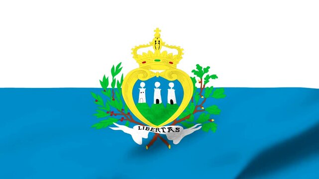 Flag with coat of arms featuring castle and liberty motto