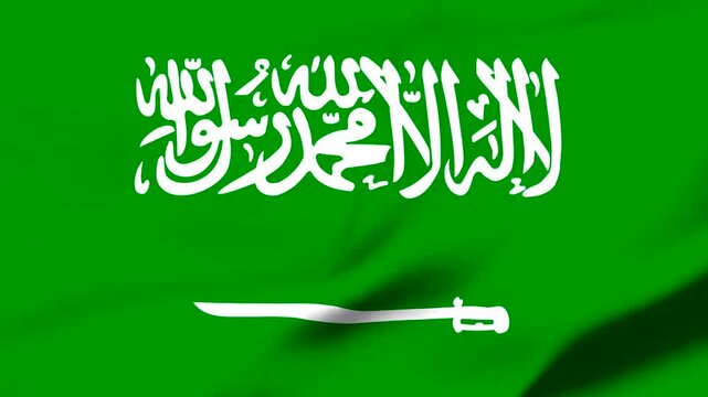 Arabic flag with script and sword symbol