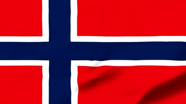 Norwegian flag waving in the wind with vibrant colors