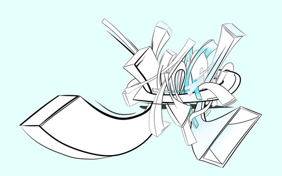 Creative design featuring abstract shapes on a light blue background