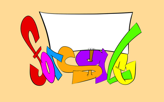 Colorful letters arranged in a creative way showing a fun design on a flat surface