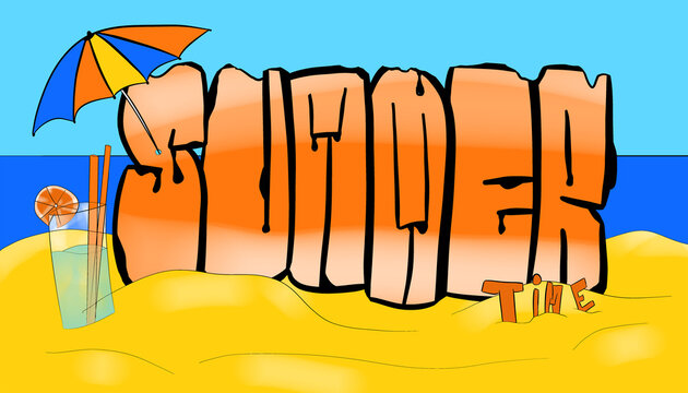 Enjoying summer time with bright colors and beach elements