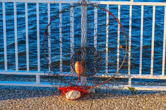 Fish trap decoration at a pier in Mt Pleasant, South Carolina.