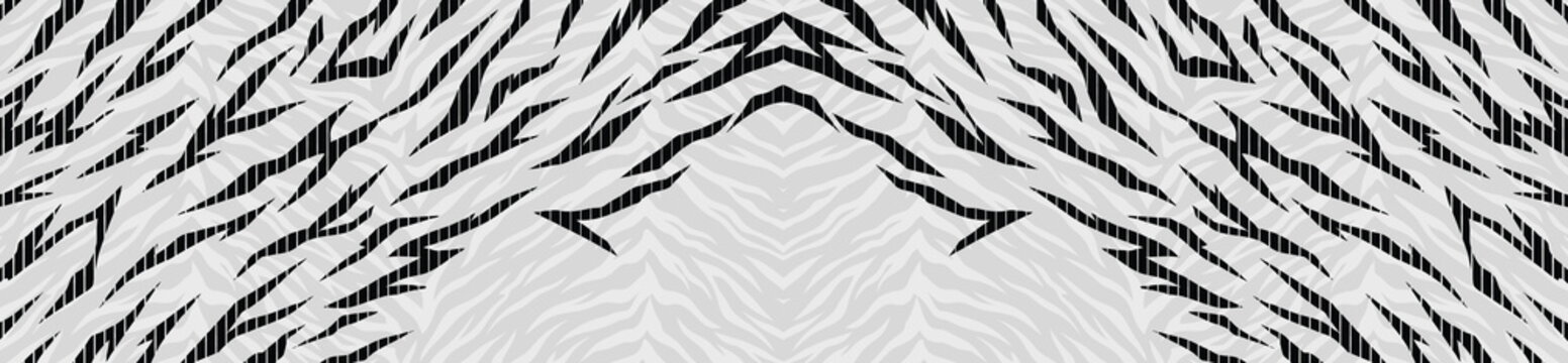 Modern tiger skin pattern background with abstract white and black. Modern animal pattern vector illustration