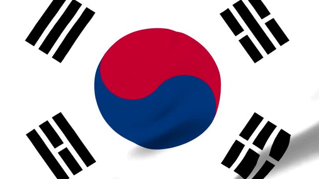 South Korean flag with transparent background and waving effect