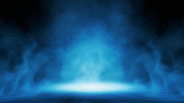 Energetic blue fire plume rising with glowing base during dark night with subtle smoke wisps for dramatic effect