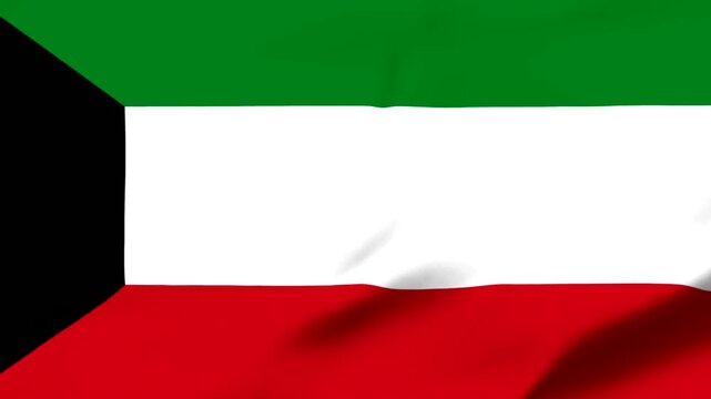 Waving flag of Kuwait with green white red and black colors