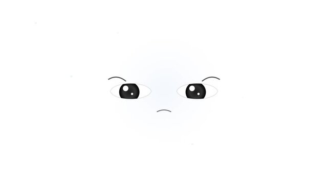Crying Sad Cartoon Face Illustration on White Background