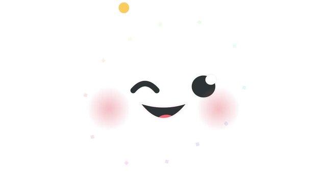 Winking Cute Cartoon Cloud Face on White Background
