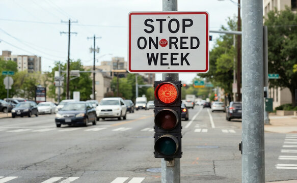 Stop On Red Week Traffic Safety Awareness Sign