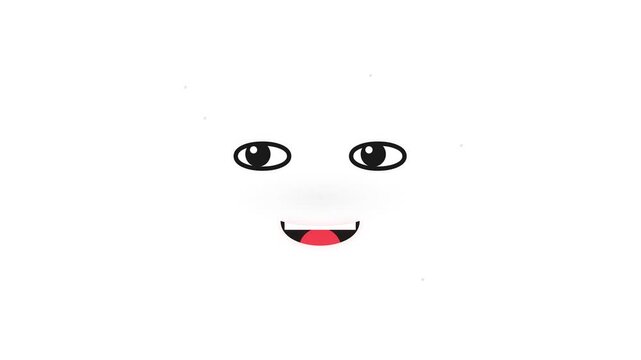 Minimalist Smiling Cartoon Face on White Background
