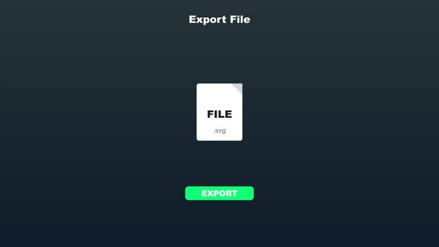 Export file button animation with svg document for digital interface and software ui 4k