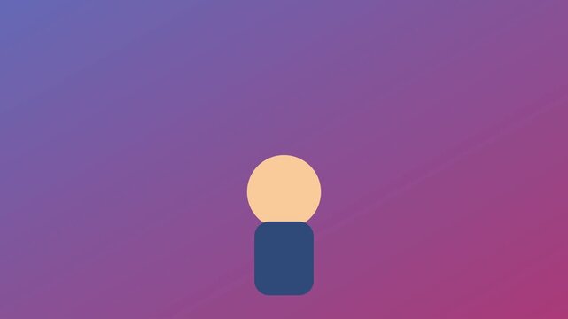 Minimalist abstract character animation with smooth gradient 4k background, and simple geometric shapes