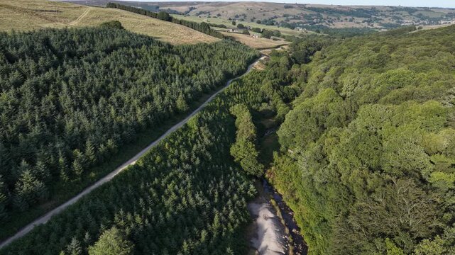 Flight across the moors towards Prosperous Lead Mine tailing piles, Greenhow, Harrogate 