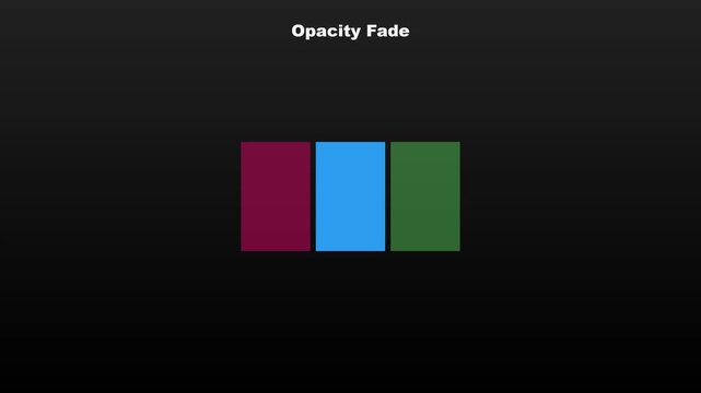 Opacity fade transition effect with dynamic color blocks for motion and editing animation 4k motion visual effects