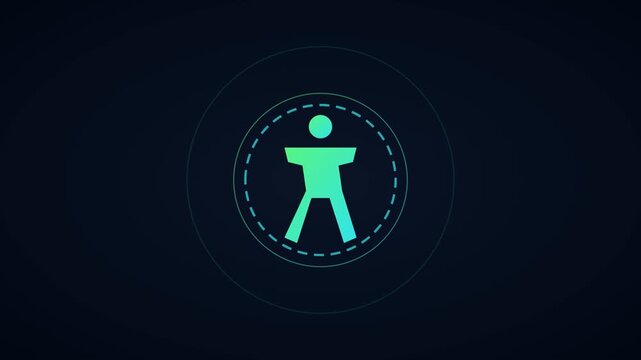 Universal accessibility animation with glowing digital interface and motion 4k